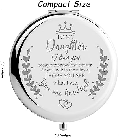Soulpetals Daughter Compact Mirror Engraved Makeup Mirror for Daughter Perfect for Momsgift