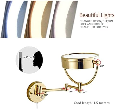DEIHGE Gold Wall-Mounted Makeup Mirror