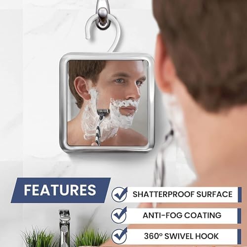 Mirrorvana 360 Hanging Shower Mirror with Anti-Fog Shatterproof Surface