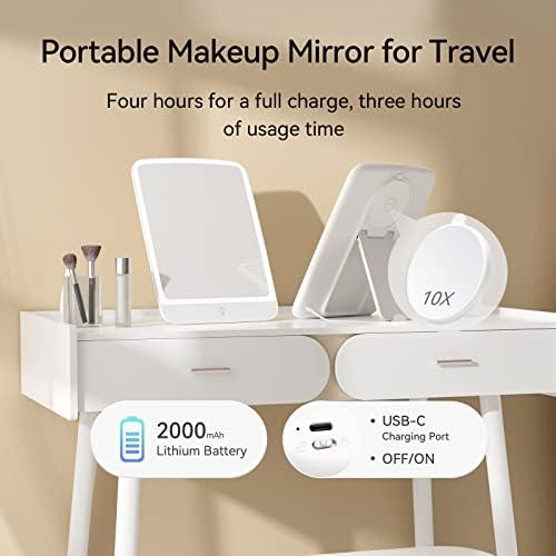 POPLIZZ 11x8 LED Makeup Mirror Travel Size