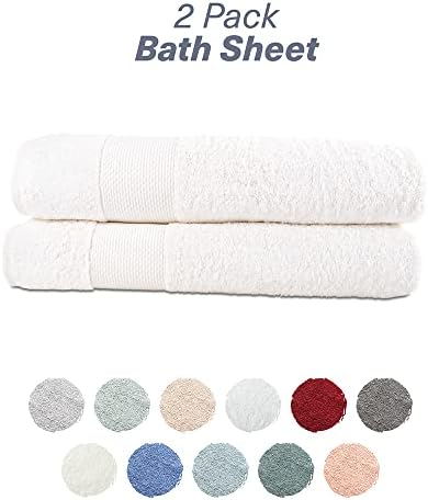 Hencely Luxury Bath Sheet Set 2 x 35x64 Inch Perfect Cotton Towels