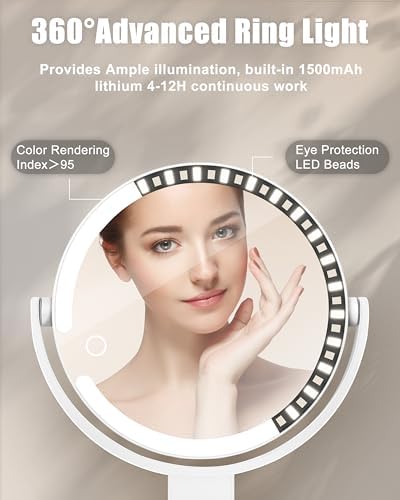 VPU 15X1X Wall-Mounted Magnifying Mirror with Lights