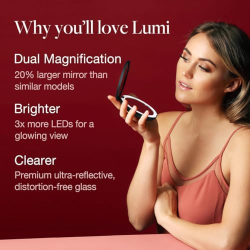 Fancii LED Lighted Travel Makeup Mirror with 1x10x Magnification Rose Gold