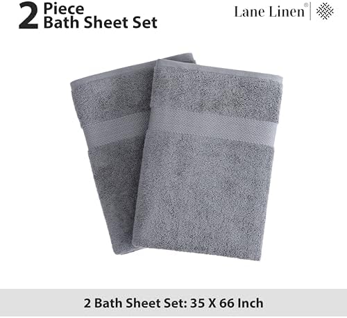 Lane Linen Extra Large Bath Sheets Set of 2 - Cool Grey