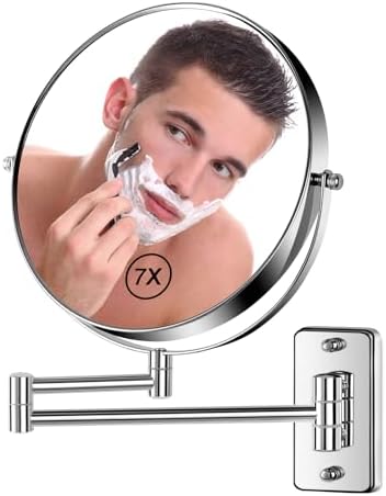 8 Wall Mounted Magnifying Mirror for MakeUp Grooming in Chrom