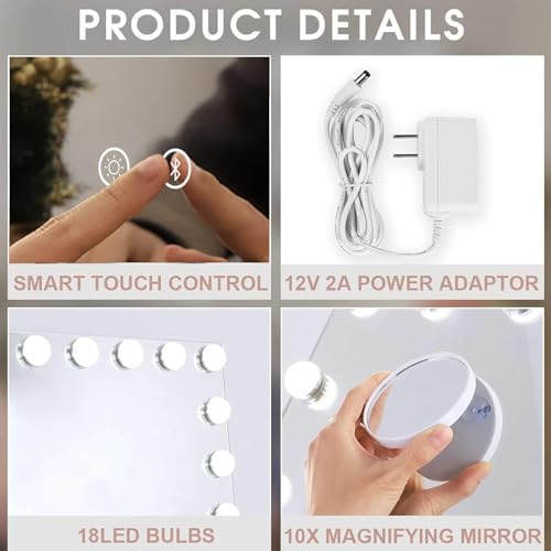 Fench_lin Vanity Mirror for Makeup with Speaker USB Charging
