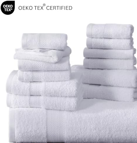Luxury White Bath Towels Set - 2 Towels 2 Hand Towels 2 Washcloths