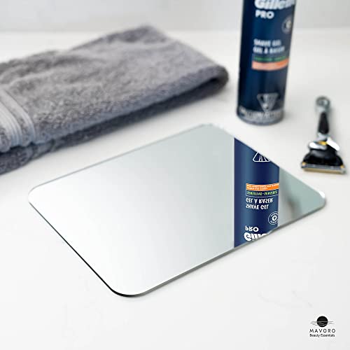 Mavoro Shaving Mirror for Shower - 7x9in Frameless Adhesive Mirror