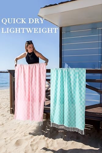 Multi-functional Antfuny Checkered Plaid Beach Towel Sand-Free Quick-Dry Portable