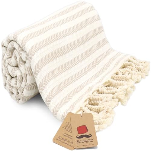 Bazaar Anatolia 100 Cotton Beach Towel 71x39 inches - Arpa Beige