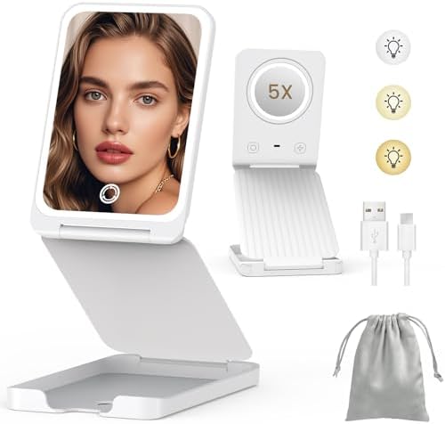 LAMPICK Travel Makeup Mirror with Lights