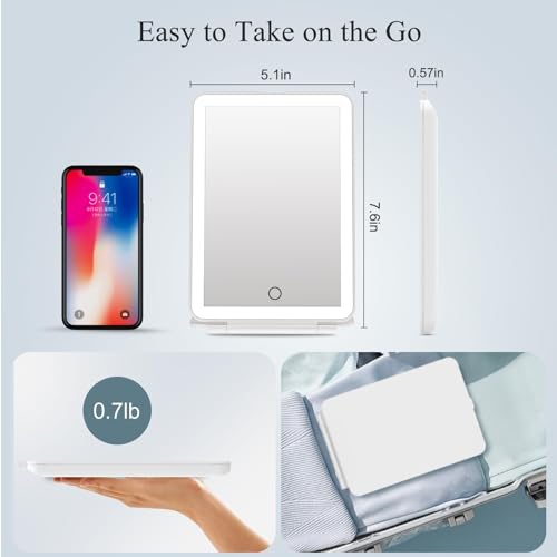FUNTOUCH Rechargeable Travel Makeup Mirror with 72 LED Lights