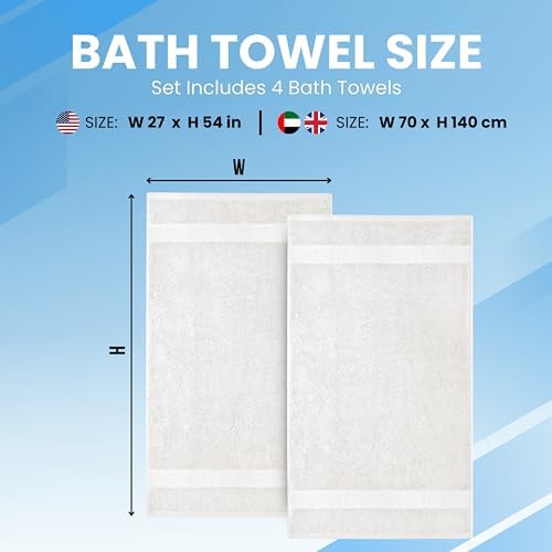 Luxury 100 Cotton Bath Towels Set - Soft Quick-Drying Durable