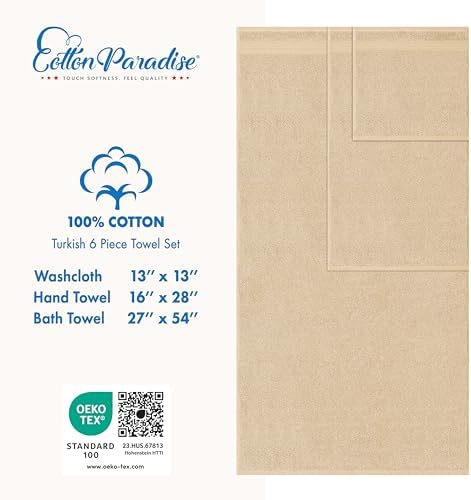 Cotton Paradise 6 Piece Towel Set Beige