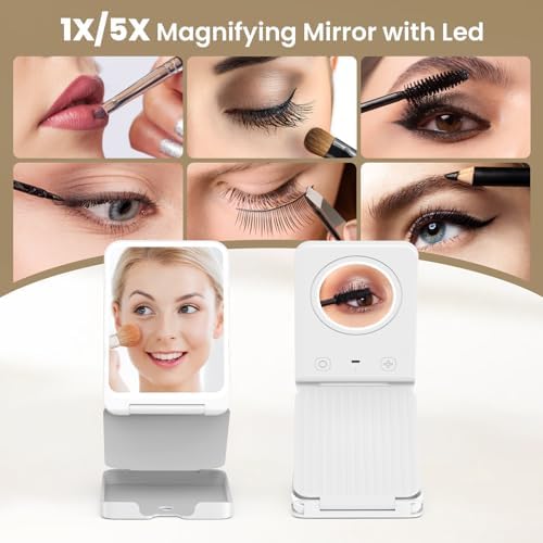 LAMPICK Travel Makeup Mirror with Lights