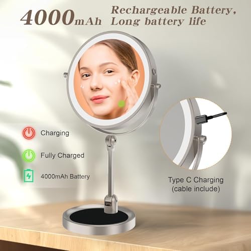 9 Magnifying Makeup Mirror Rechargeable with Lighted Features