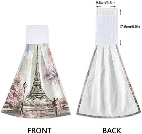 Paris Eiffel Tower Spring Kitchen Hand Towels 2-Piece Pink Set