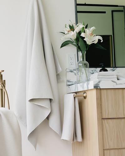 Cozy Earth Waffle Bath Sheets - Light Grey
