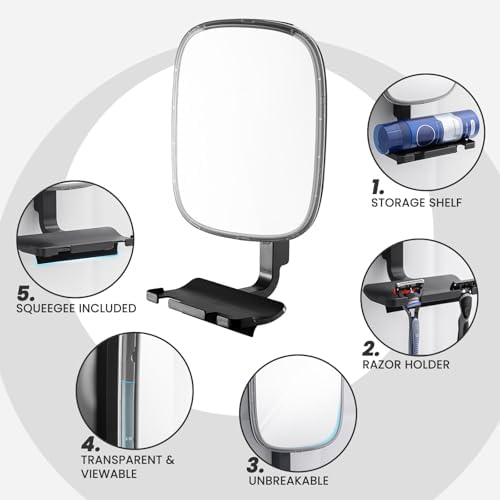 Shower Grooming Mirror with Razor Holder