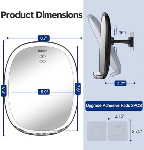 Fog-Free LED Shower Mirror Adjustable LED Shaving Mirror