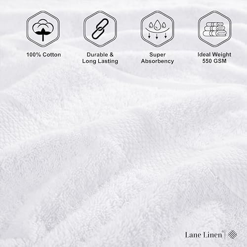 Luxury White Bath Towels Set - 2 Towels 2 Hand Towels 2 Washcloths