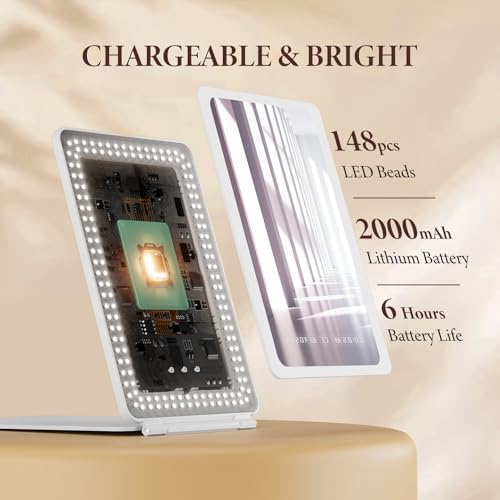 Zemmys Foldable Travel Makeup Mirror with 75 Electric Display