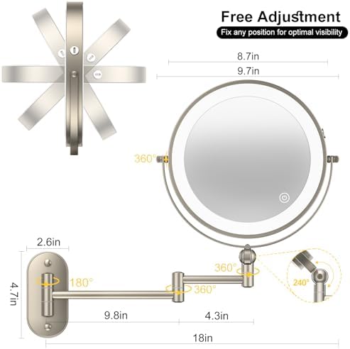 9 Wall-Mounted Lighted Makeup Mirror