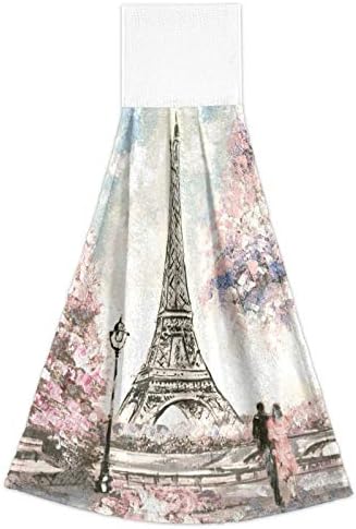 Paris Eiffel Tower Spring Kitchen Hand Towels 2-Piece Pink Set