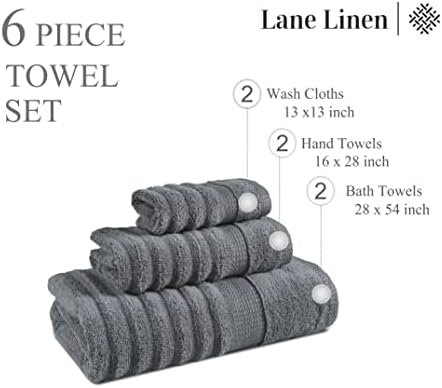 Luxury 6-Piece Bath Towel Set - Soft Absorbent Durable Space grey