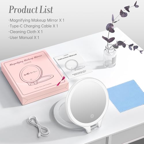 Luxspire 10x Double Sided Makeup Mirror with Light