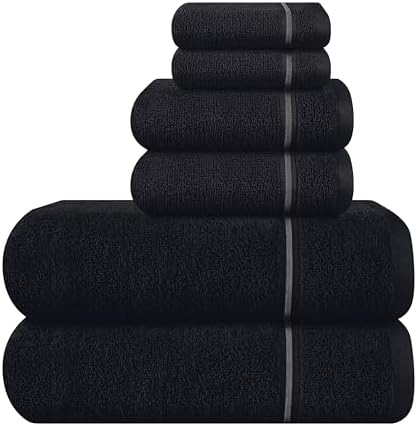 MyOwn Ultra Soft 6 Pack Cotton Towel Set - Black
