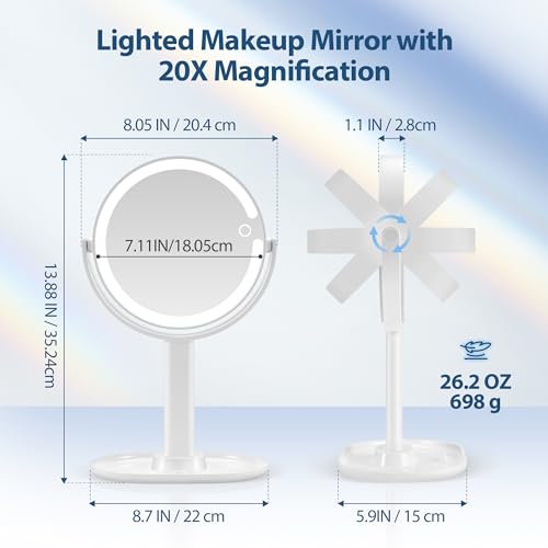 MIYADIVA Double-Sided Makeup Mirror with LED Lights