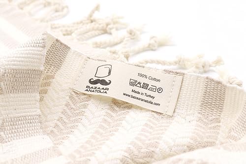Bazaar Anatolia 100 Cotton Beach Towel 71x39 inches - Arpa Beige