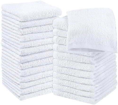 Utopia 24-Pack White Cotton Washcloths for Home Gym