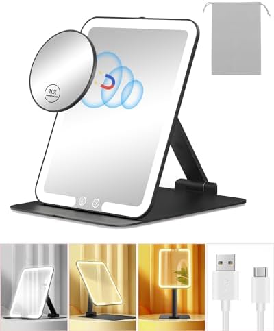 Gospire 10X Travel Makeup Mirror with Lights