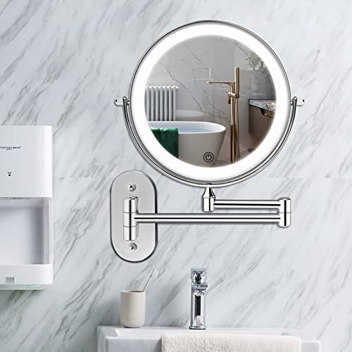 Rechargeable Wall-Mounted Bathroom Mirror with 1X10X