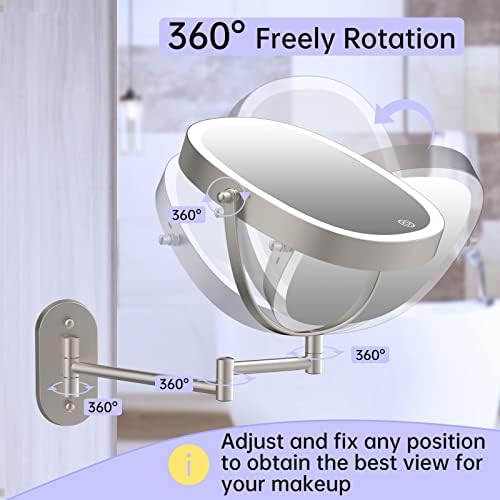 Stylish Wall-Mounted Double-Sided 1X7X Makeup Mirror with Rechargeable Lights