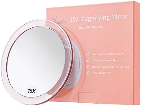Santoo 15X Magnifying Mirror with 3 Suction Cups for Precise Beauty