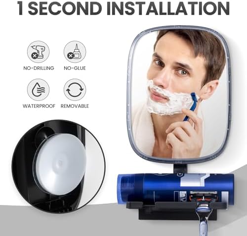 Shower Grooming Mirror with Razor Holder