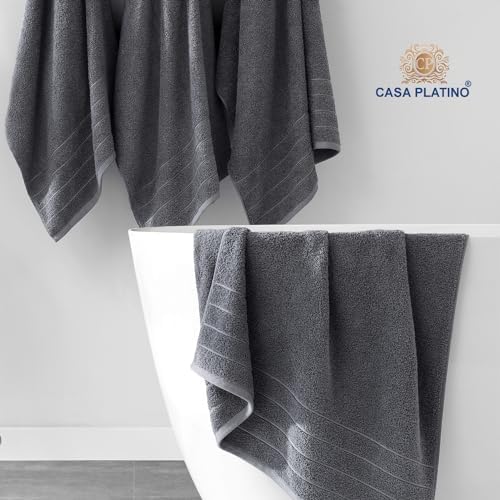 Casa Platino Bath Towels Set - 18 Piece 100 Cotton Towels Cool Grey