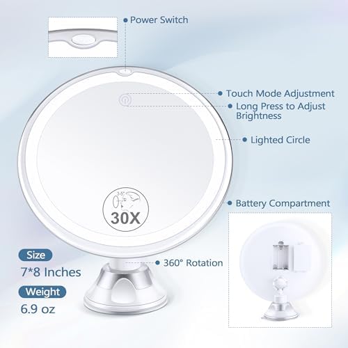30x Magnifying Mirror with Light