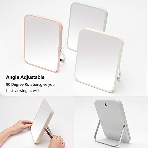YEAKE 8 Inch Portable Folding Makeup Mirror with Metal Stand Gray