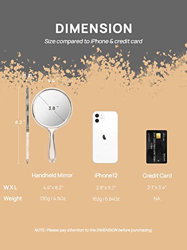 OMIRO Hand Mirror with 3X Magnification Double-Side Compact Durable