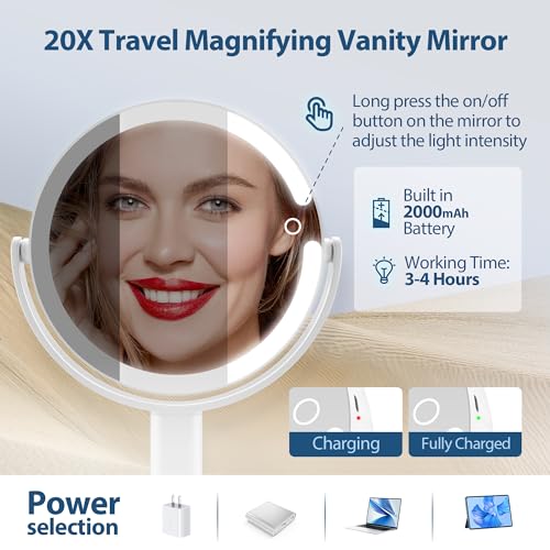 MIYADIVA Double-Sided Makeup Mirror with LED Lights