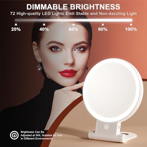 1X30X Magnifying Mirror with Light Double-Sided Portable auxmircom