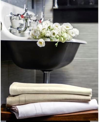 30x54 Ivory Linen Bath Towel Machine Washable
