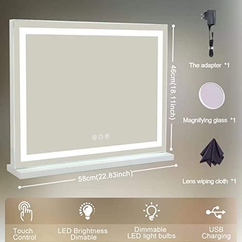 Sucedey 23x18 Inch Makeup Mirror with Lights and USB Charging