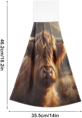 Highland Cow Brown Kitchen Hand Towels