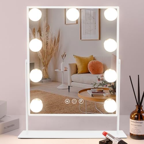 COOLJEEN Vanity Mirror with 360 Lights 10X Magnification