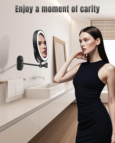Wall-Mounted Makeup Mirror with 20X LED Lights 360 Rotation